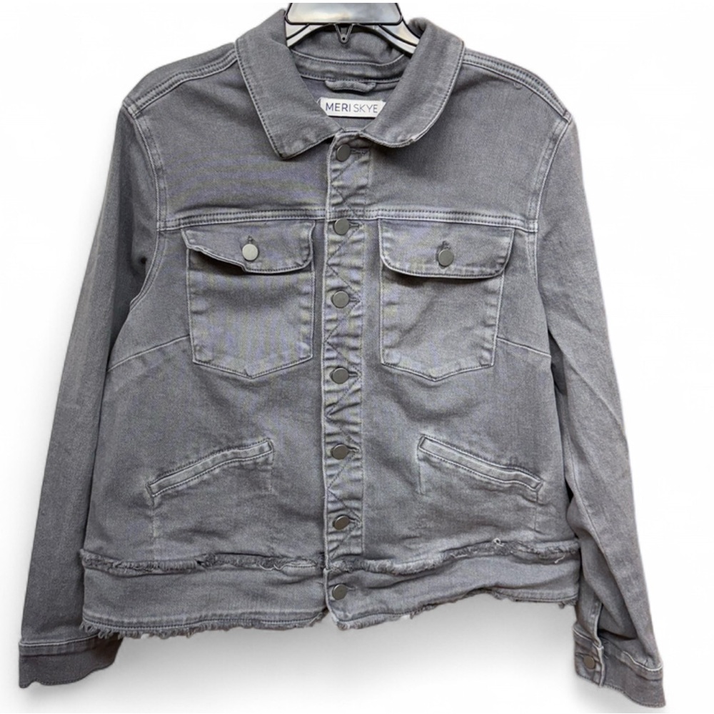 Meri Skye Women's Gray Washed Denim Jacket